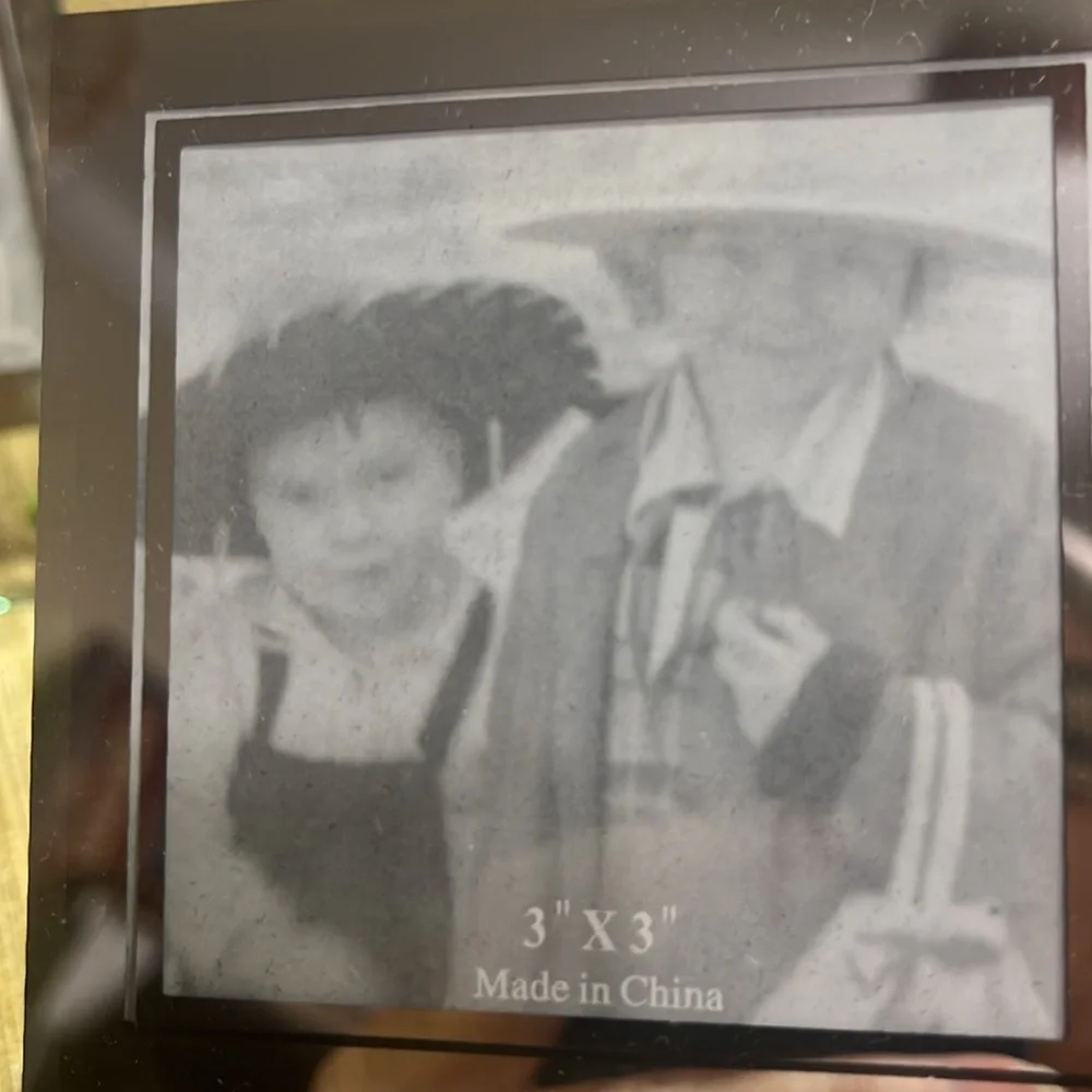 Decorative Glass Photo Frame with Multicolor Accents Beveled Edges holds a 3x3